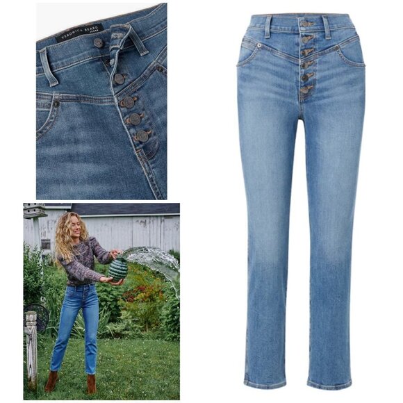 💕VERONICA BEARD💕 Ryleigh Slim-Straight Jeans Front Yoke Durango Blue 28 NWT - Picture 10 of 16